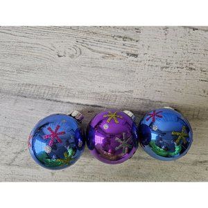 Vintage‎ Radko celebrations mini ball star blue purple ornament set Xmas tree